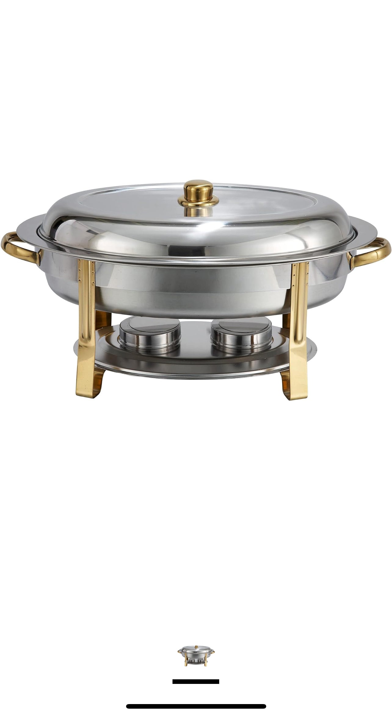 Stainless Steel Chafer with Gold Accent - Oval