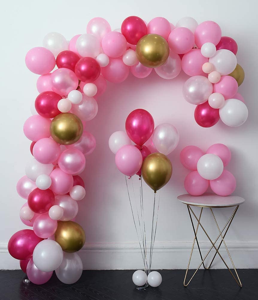 Pink balloons half arch